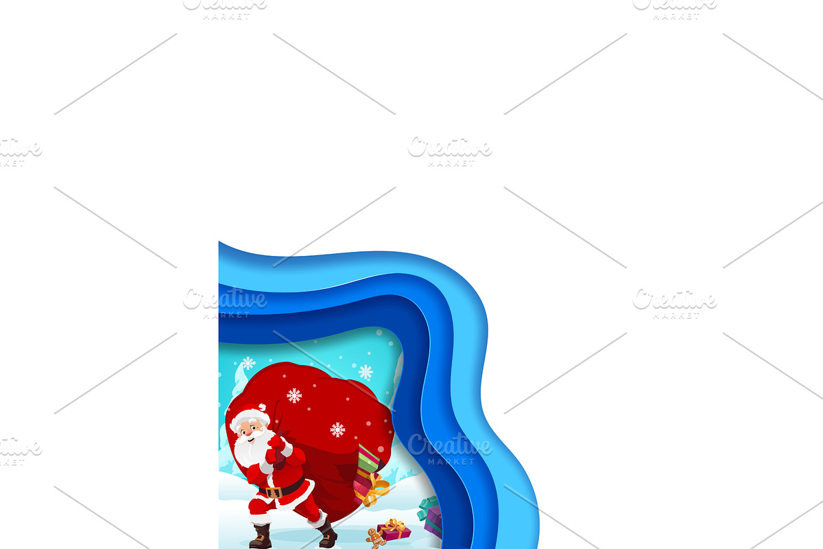 Christmas Santa with gifts bag, a Decorative Illustration by Vector Tradition (Photo 1 of 3)