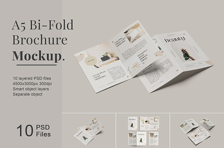 A5 Bifold Brochure Mockup, a Print Template by Pexelcorner