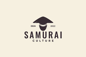 Hipster Samurai With Hat Logo Design