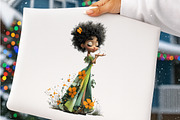Whimsical Floral Black Girls Clipart, an Illustration by SinaCreation (Thumbnail 7 of 9)