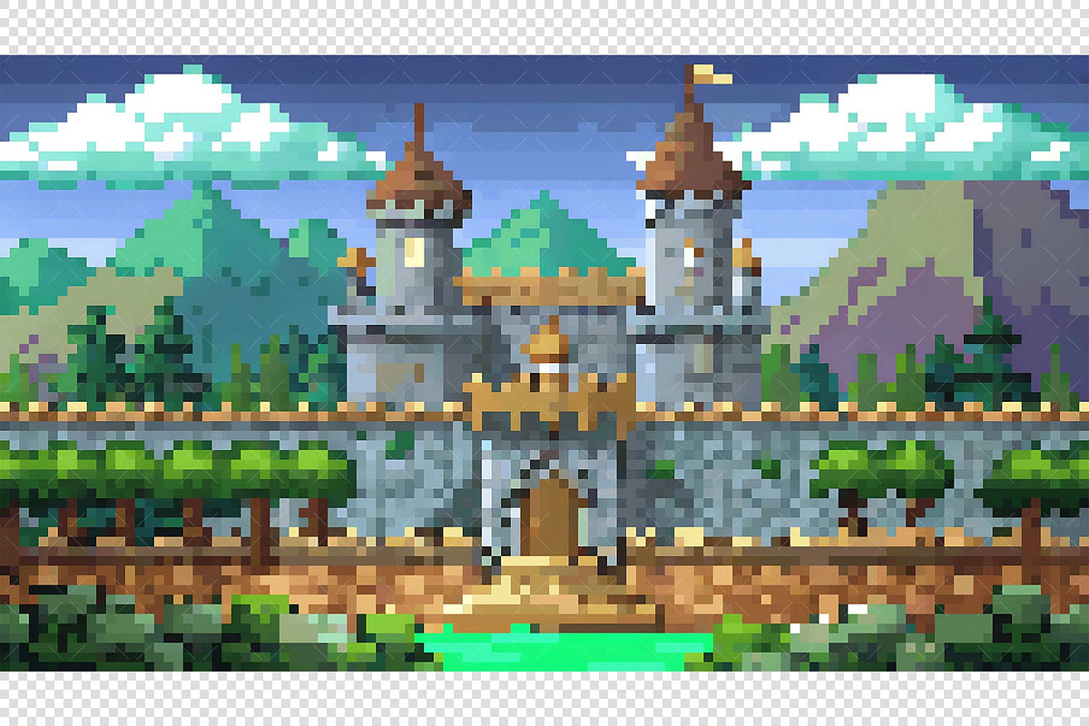 Castle Pixel Art Background, a Background Graphic by minhm2m (Photo 8 of 12)