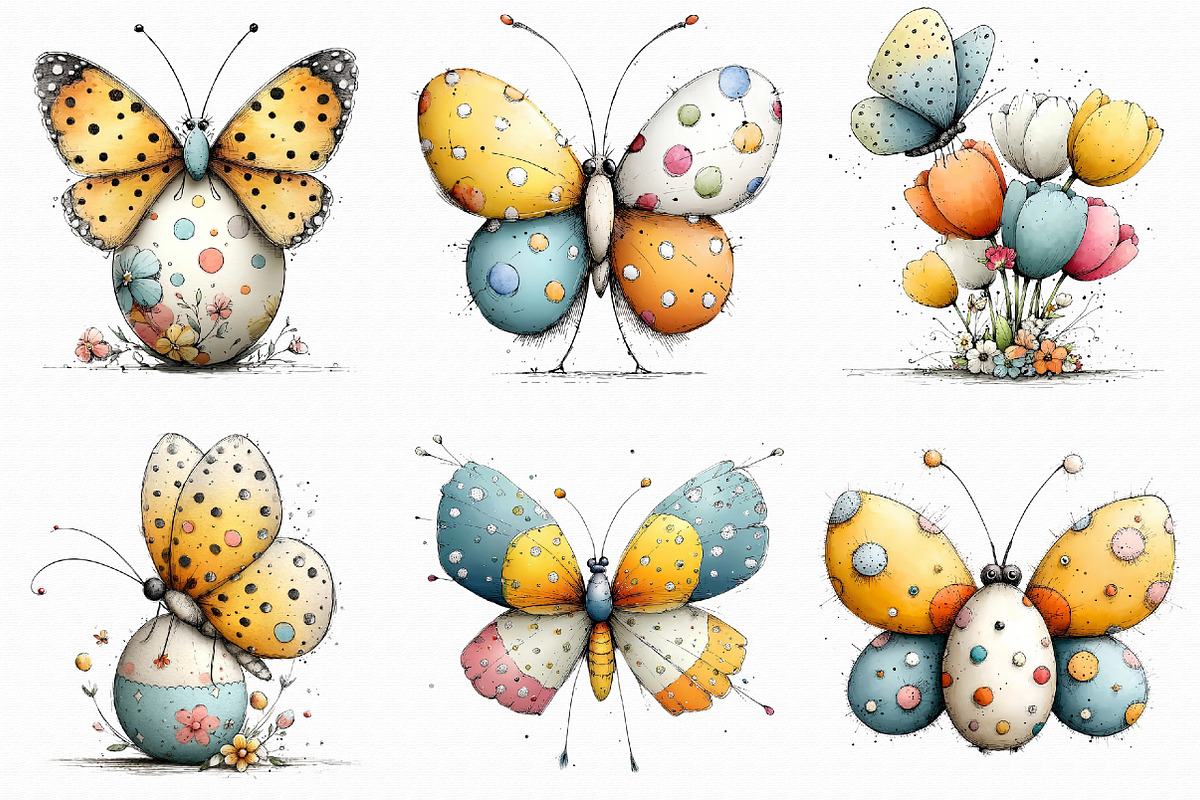 Whimsical Easter Butterfly Clipart, an Illustration by Libby Wishes (Photo 11 of 17)
