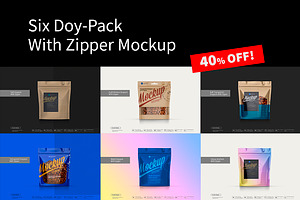 Six Doy-Pack Mockup 40% OFF!