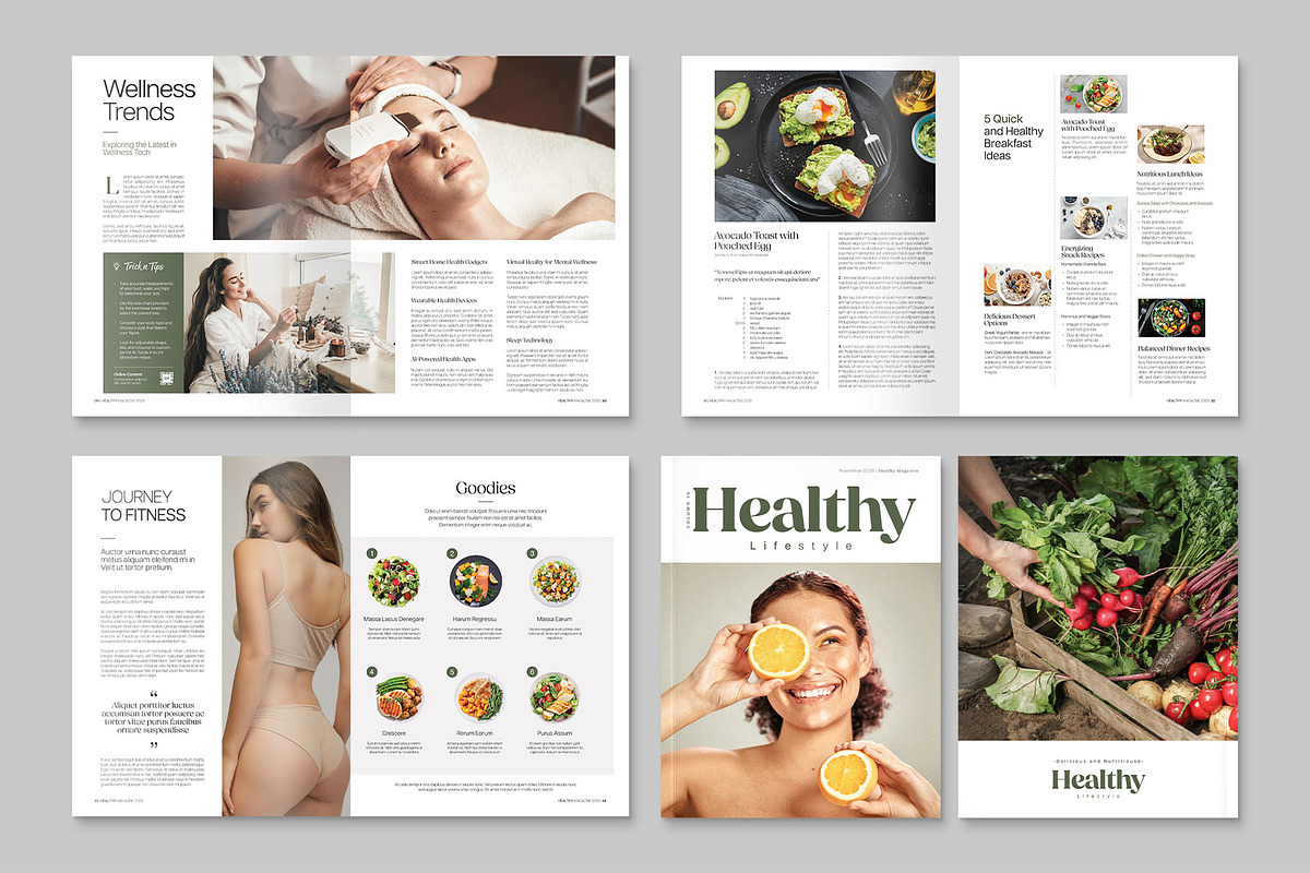 Healthy Lifestyle Magazine Template, a Magazine Template by BrandPacks