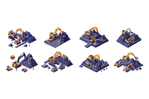 Coal mine excavation isometric, an Illustration by Stock-Smart-Start