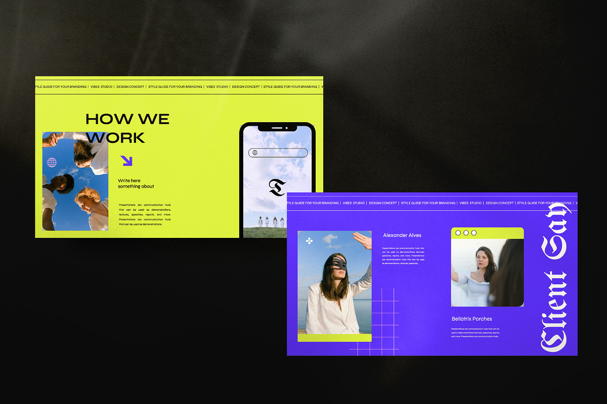 VIBES Neo Gothic Brand Google Slides, a Presentation Template by Dirtytemp Studio (Photo 11 of 11)