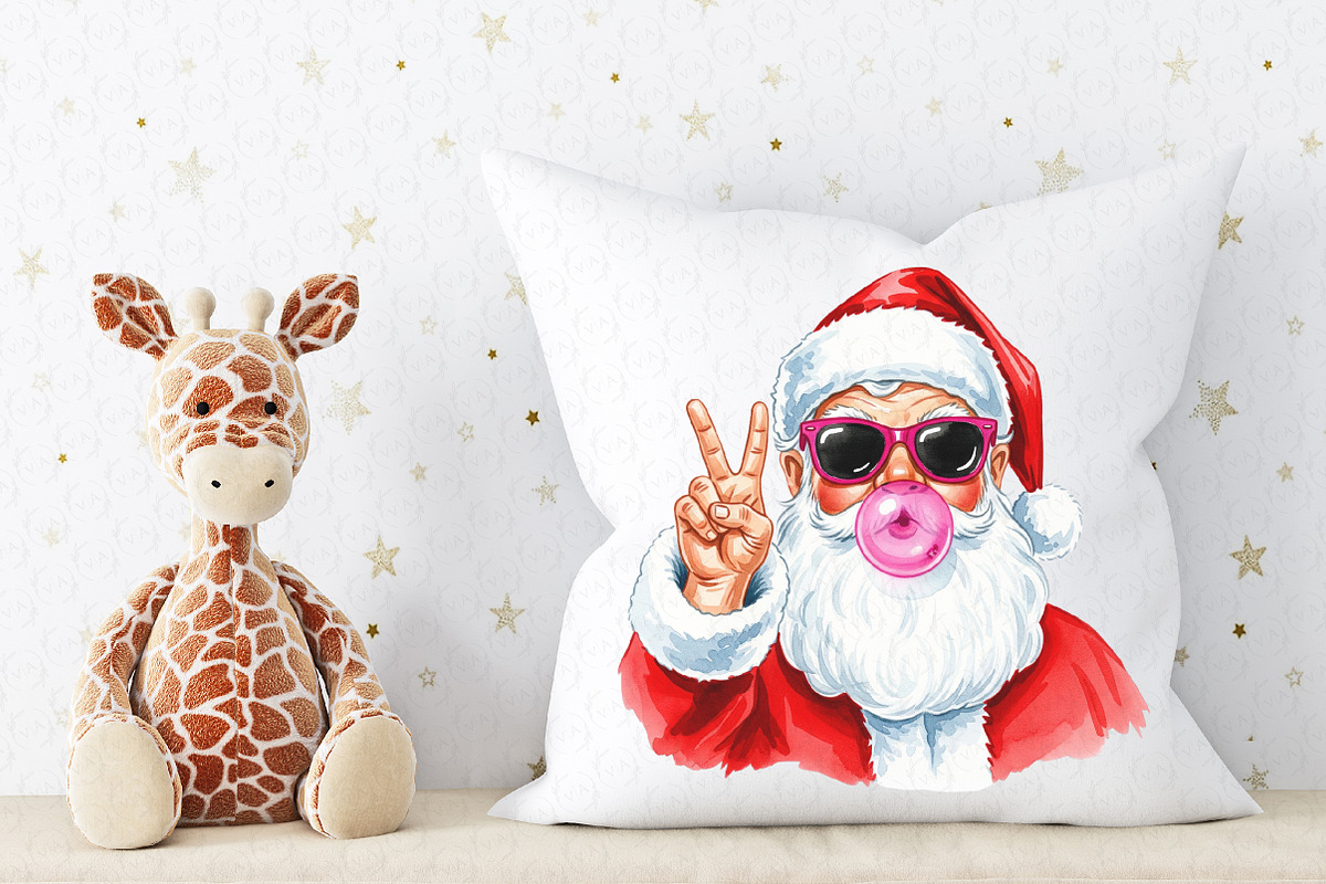 Retro Santa Christmas Blowing Bubble, an Illustration by Craft Nest (Photo 5 of 6)