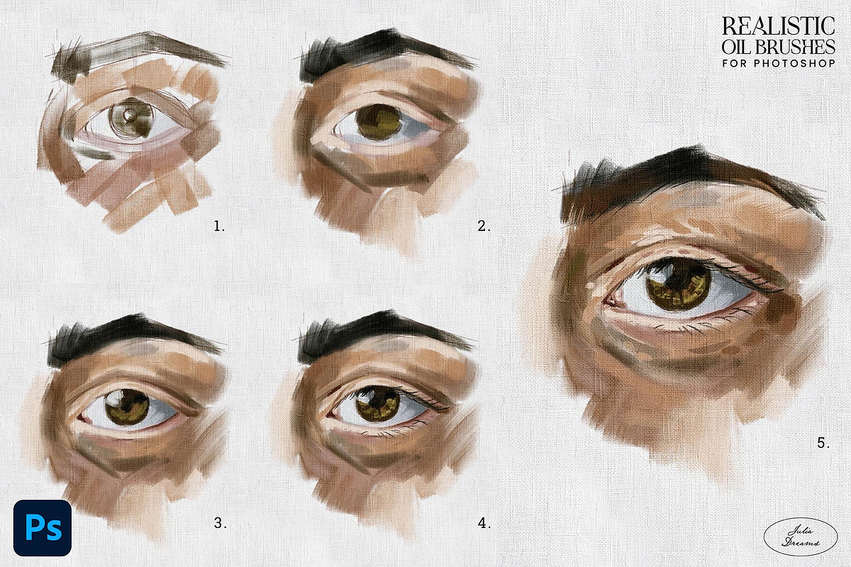 Realistic Oil Brushes Photoshop, a Brush Add-On by Julia Dreams (Photo 7 of 8)