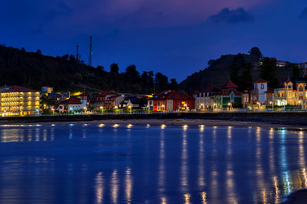Ribadesella, with Santa Marina beach on a blue hour.