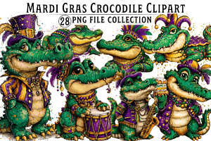 Mardi Gras Crocodile Clipart, an Illustration by Dream Creation