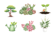 Watercolor House Plants Clipart, a Decorative Illustration by BerryPieArt (Thumbnail 3 of 4)