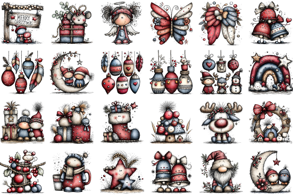 Rustic Boho Christmas Clipart, an Illustration by Sublimation Artist (Photo 2 of 6)