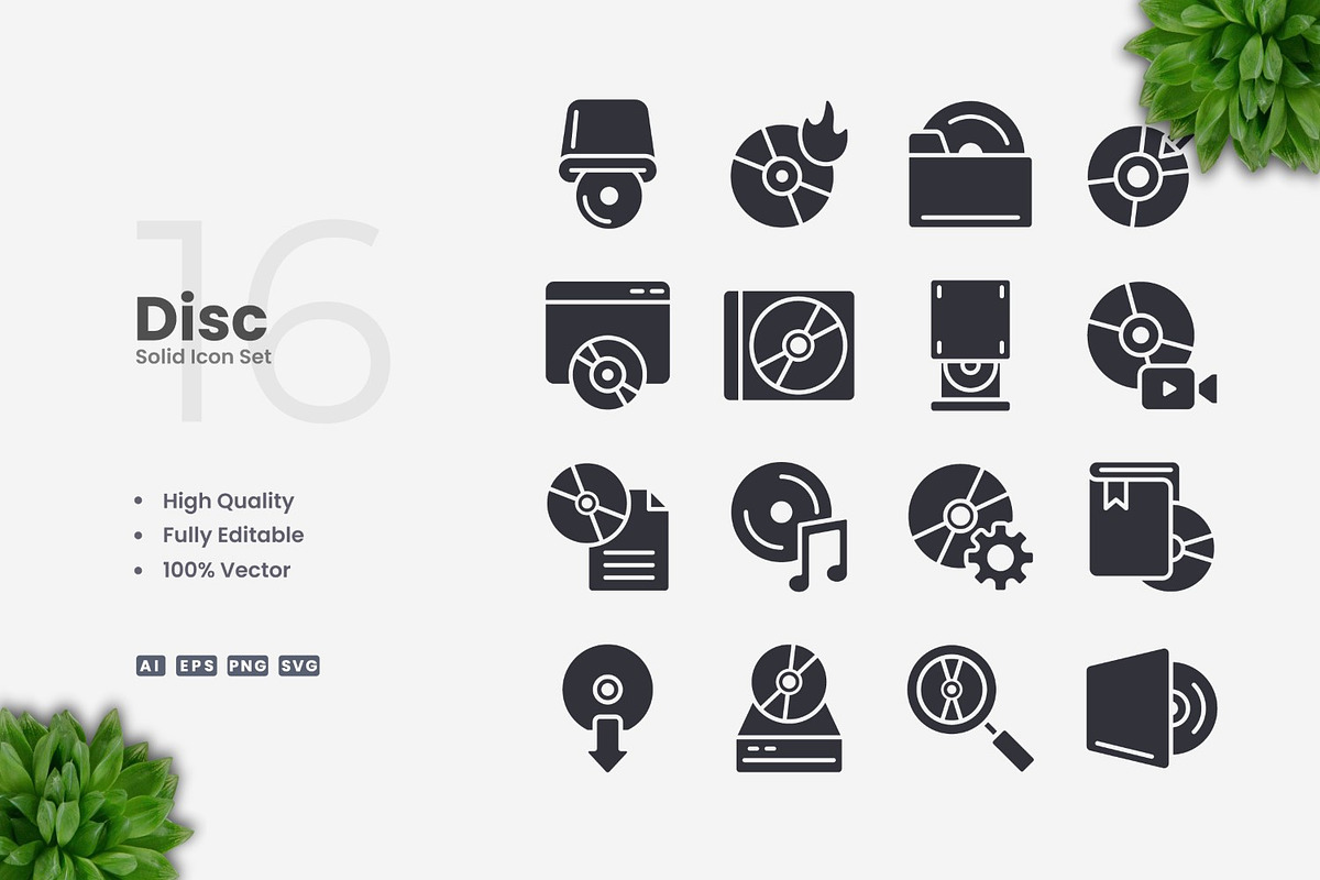 Disc Solid Icons, an Icon by Upnowgraphic