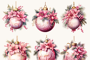 Pink Christmas Ornaments Clipart