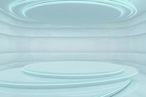 Abstract blue modern architecture containing blue, interior, and background
