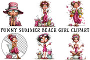 Funny Summer Beach Girl Clipart, an Illustration by OK Design (Thumbnail 3 of 6)