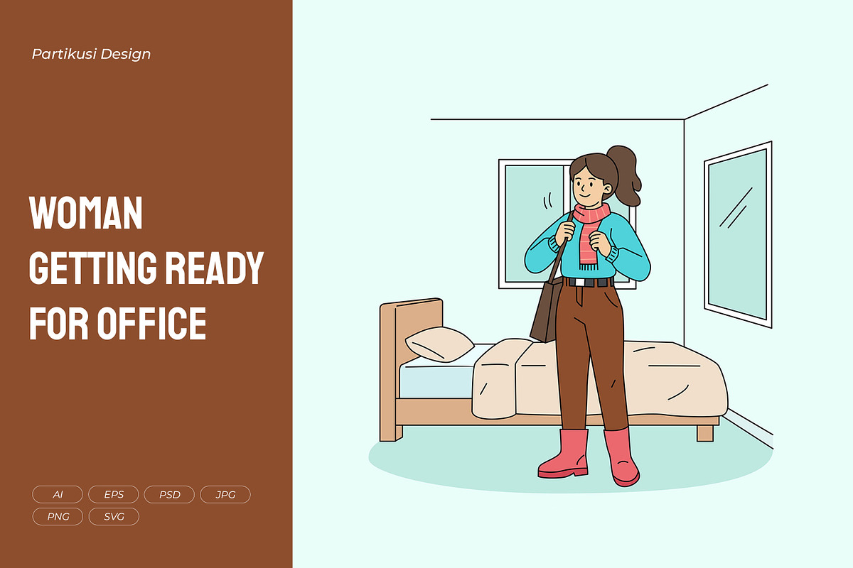 Woman Getting Ready for Office, a Person Illustration by Partikusi Design (Photo 1 of 3)