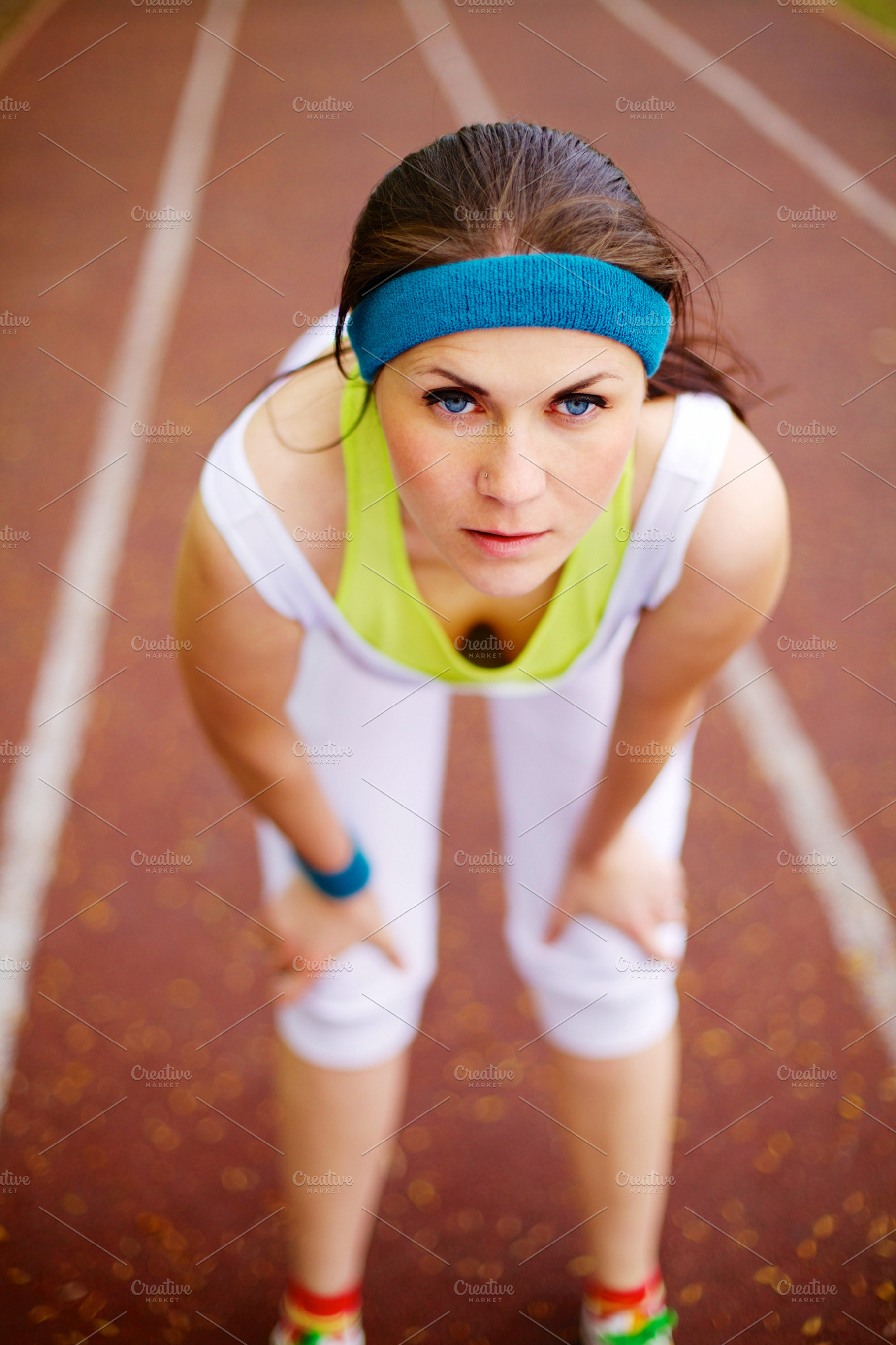 Woman on running track