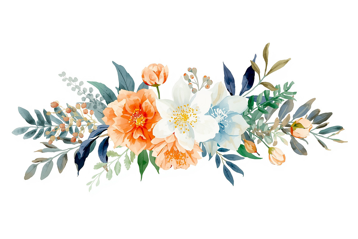 Rustic Orange Floral Set, an Illustration by Designer_Momina (Photo 13 of 16)