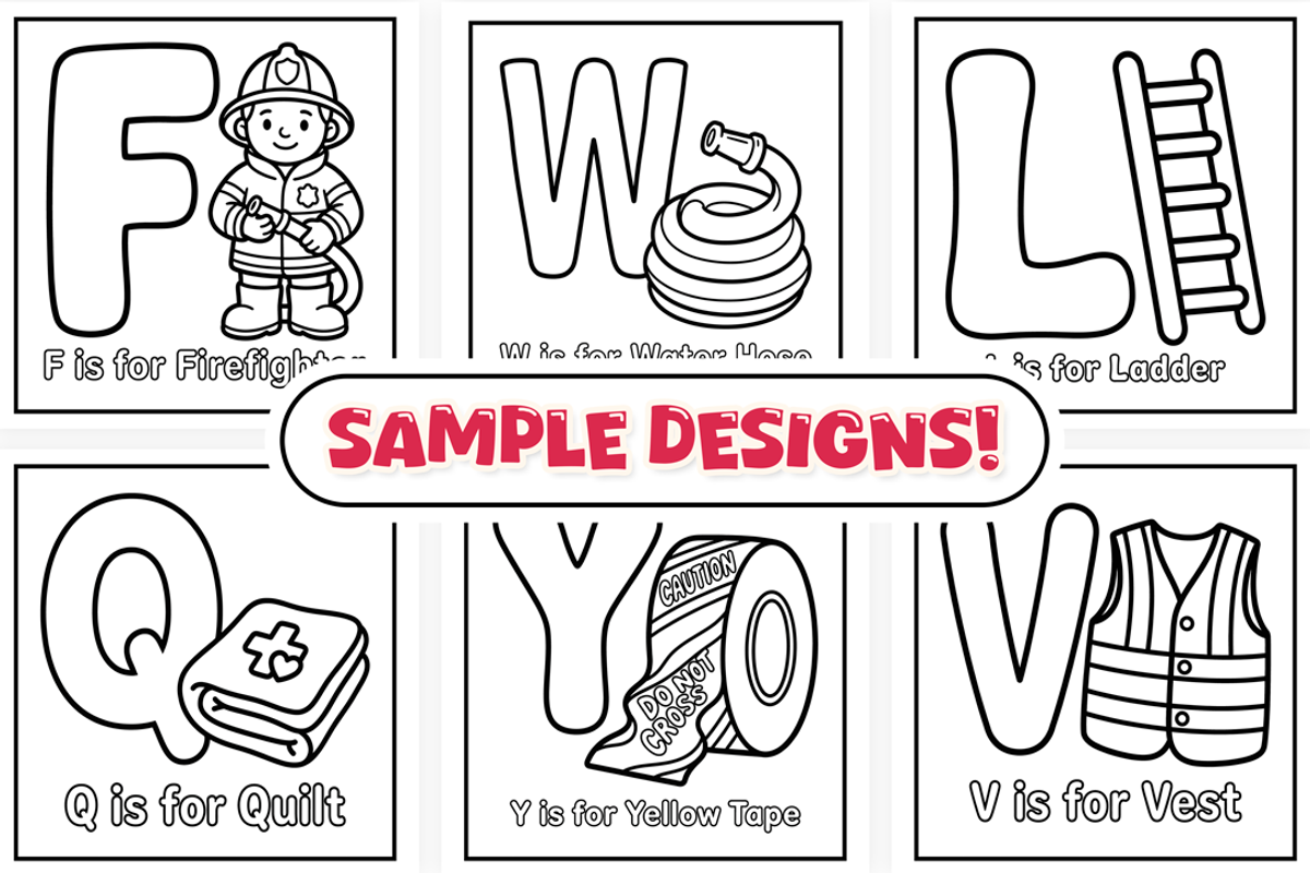 Emergency Rescue ABC Coloring Book, an Education Illustration by Craftsbeefy (Photo 3 of 4)