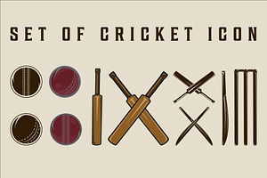 set of isolated cricket icon symbol, a Branding & Logo Template by zyxroun shop