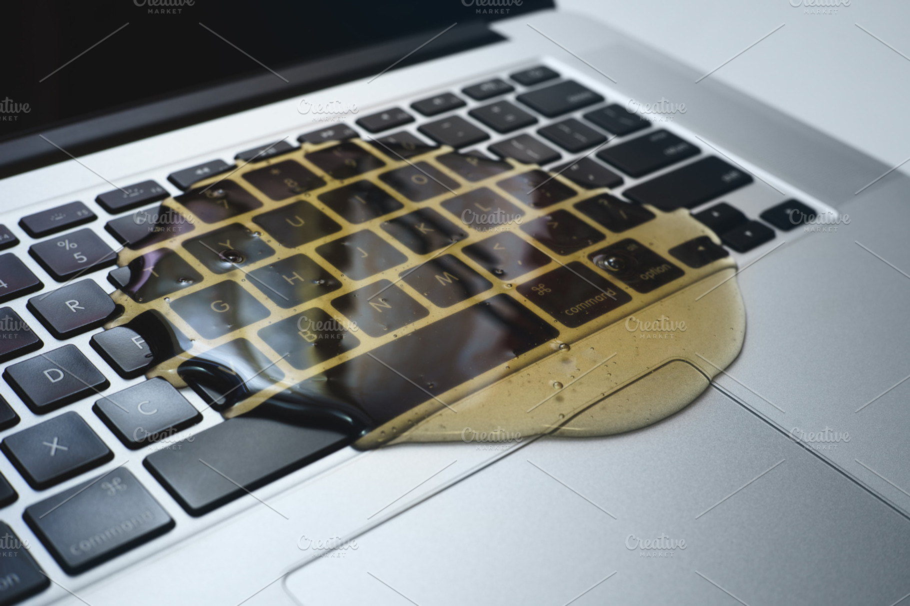 Spilled Liquid on Laptop Keyboard, a Photo by uncle-rico