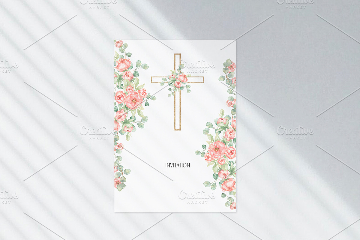 Watercolor Flowers & Greenery Cross, a Decorative Illustration by MayaNavits (Photo 7 of 8)