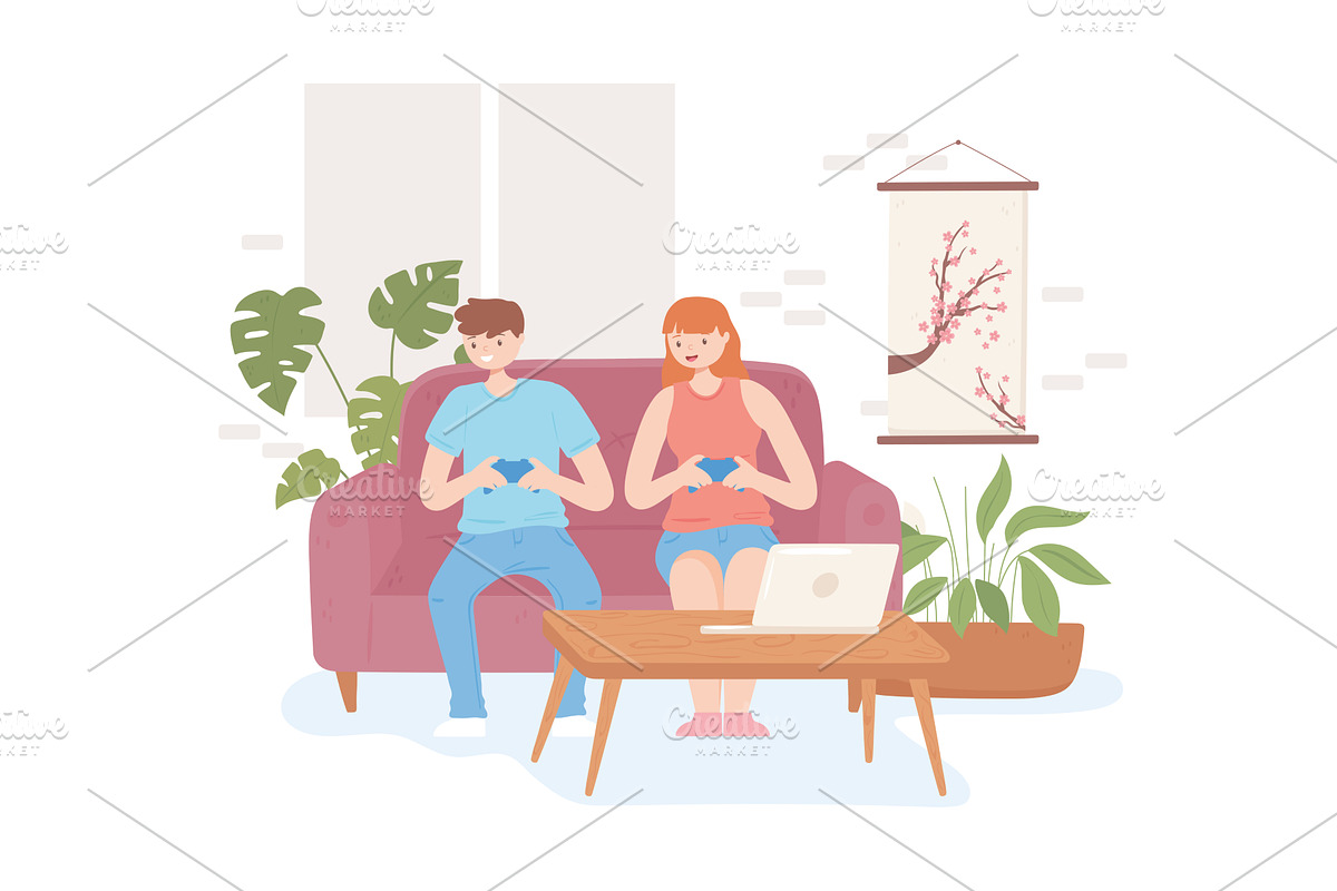boy girl playing, a Person Illustration by studiogstock