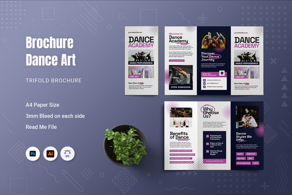 Dance Art Academy Trifold Brochure, a Brochure Template by Fannan Studio (Photo 1 of 3)