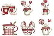 Valentine's Day Coffee Cup Clipart, an Illustration by DreamArtGraphic (Thumbnail 2 of 5)