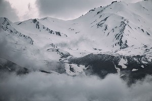 Misty rocky mountain featuring landscape, nature, and mountain