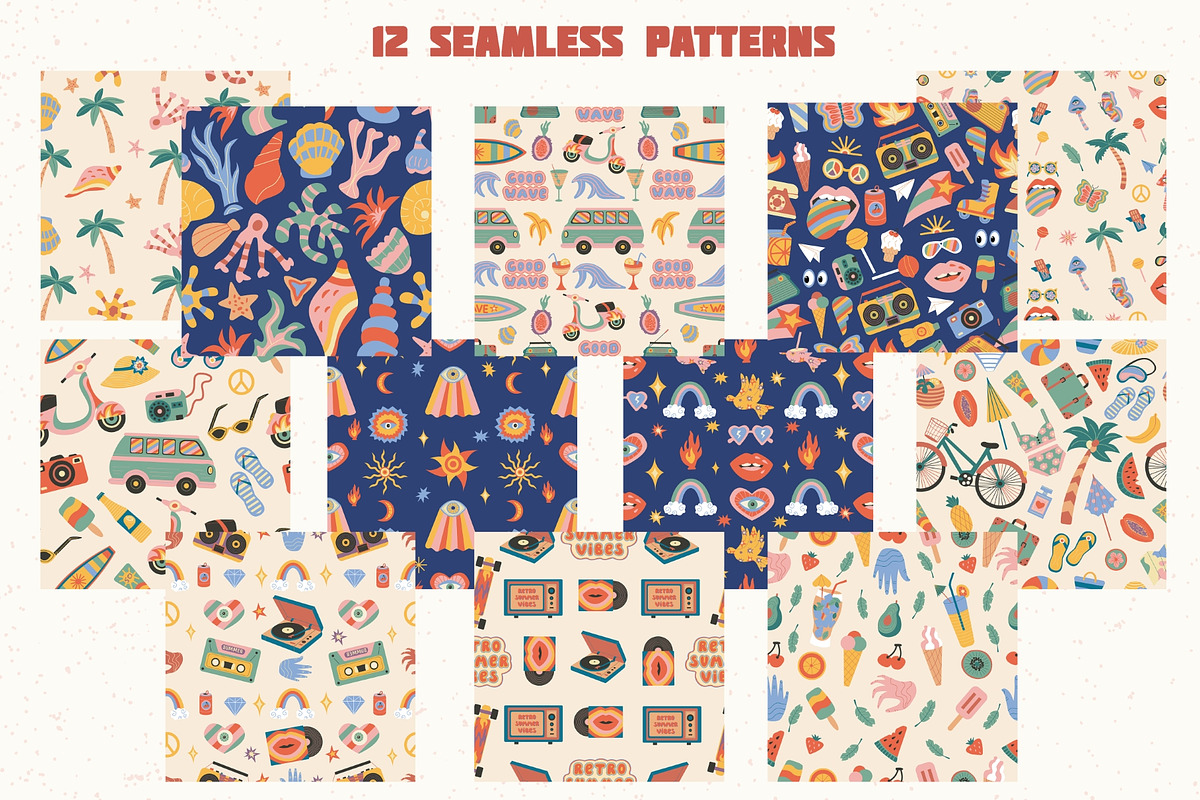 Retro Summer Vibes Clipart Pack, an Object Illustration by IRSYART (Photo 7 of 15)