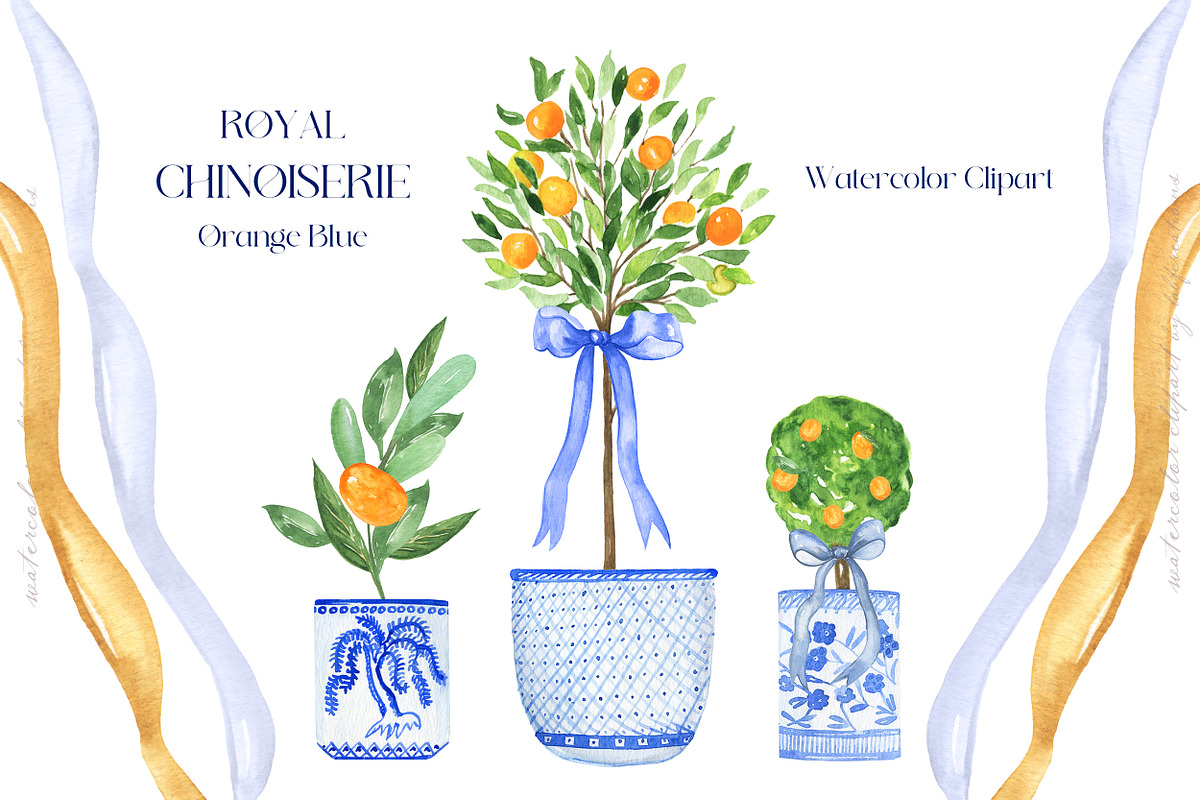 Royal Chinoiserie Orange Topiary, a Decorative Illustration by LABFcreations (Photo 8 of 12)