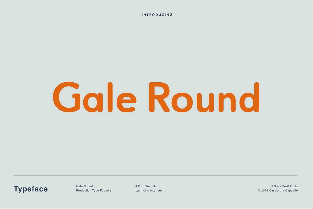 Gale Round - Geometric Sans Serif, a Sans Serif Font by Cassandra Cappello (Photo 1 of 7)