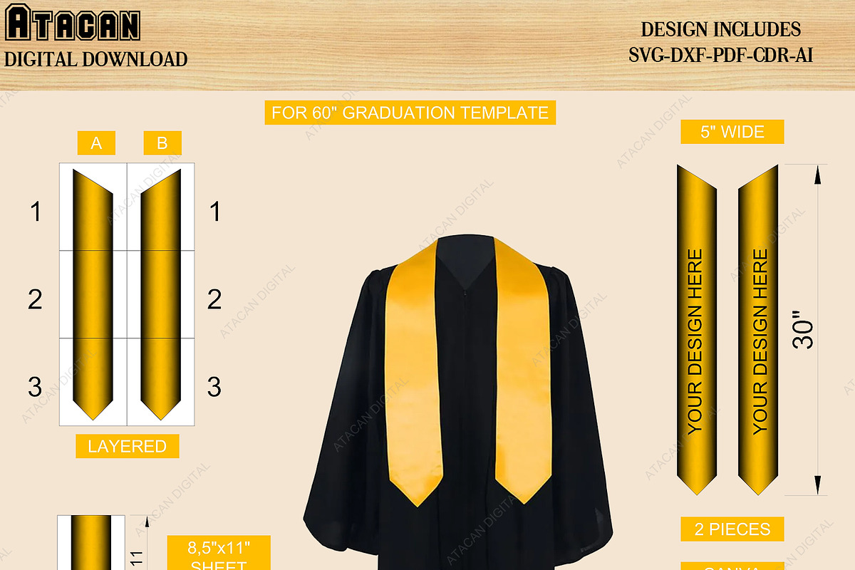 Custom Graduation Stole Template, an Object Graphic by AtacanDigital (Photo 3 of 4)