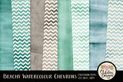 Beachy Watercolor Chevron Textures, a Texture Graphic by Clikchic Designs (Thumbnail 1 of 6)