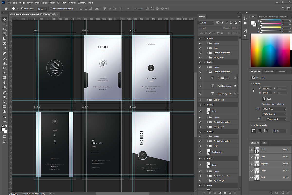 Obsidian - Stylish Business Cards, a Business Card Template by Ctrl space studio (Photo 6 of 9)