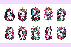 Unicorn Valentine's Clipart Bundle 1