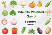 Watercolor Vegetables Clipart, a Food Illustration by BerryPieArt (Thumbnail 1 of 4)