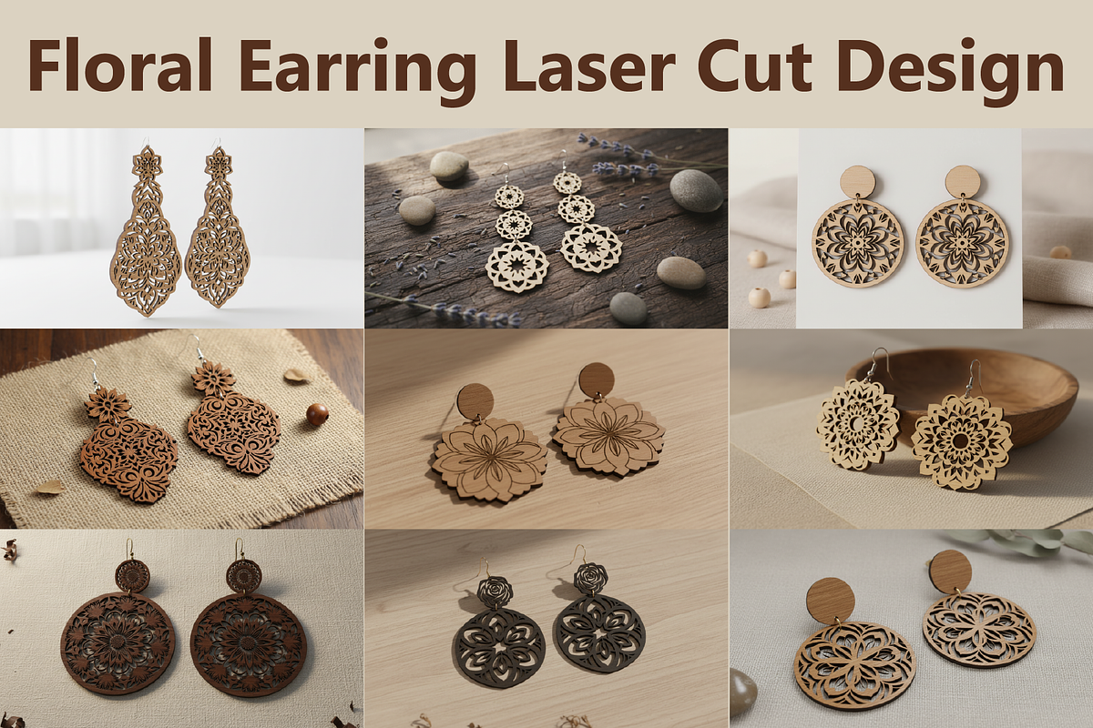 Flower Earrings Vector Set, a Graphic by hafijul (Photo 1 of 11)