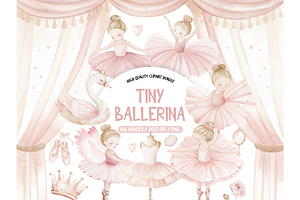 Tiny Ballerina Clipart Set, an Illustration by TatiMockup