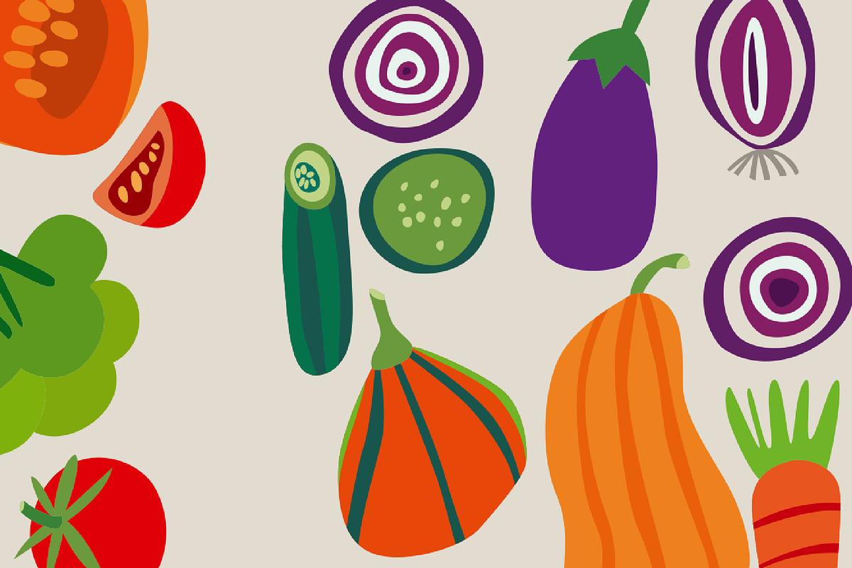 Vegetables, vector, a Food Illustration by Olha Kalyta (Photo 4 of 10)