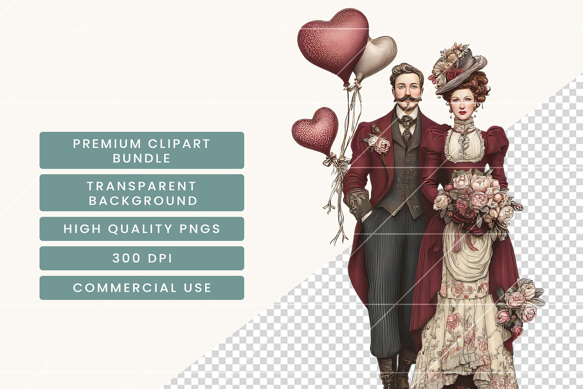 Vintage Red Valentine Clipart, a Seasonal Illustration by BusyDaydesign (Photo 5 of 9)