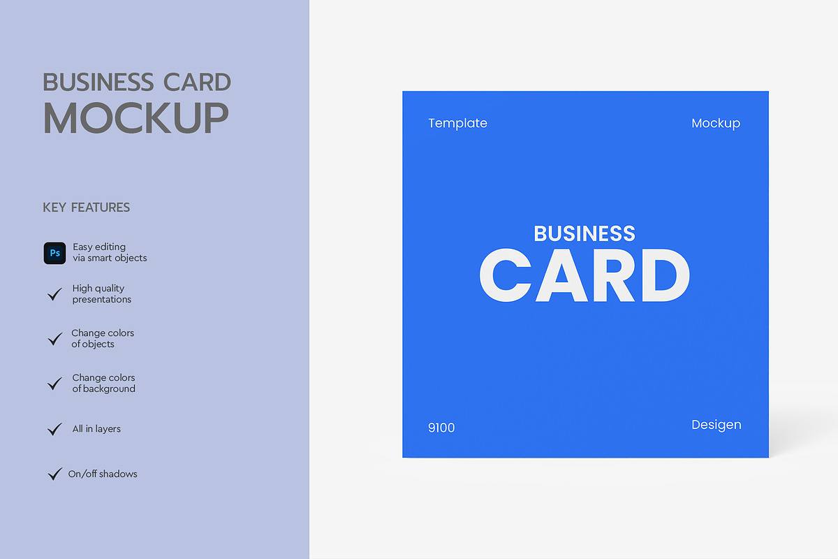 Top View Square Business Card Mockup, an Advertising Mockup by graphypix (Photo 2 of 4)