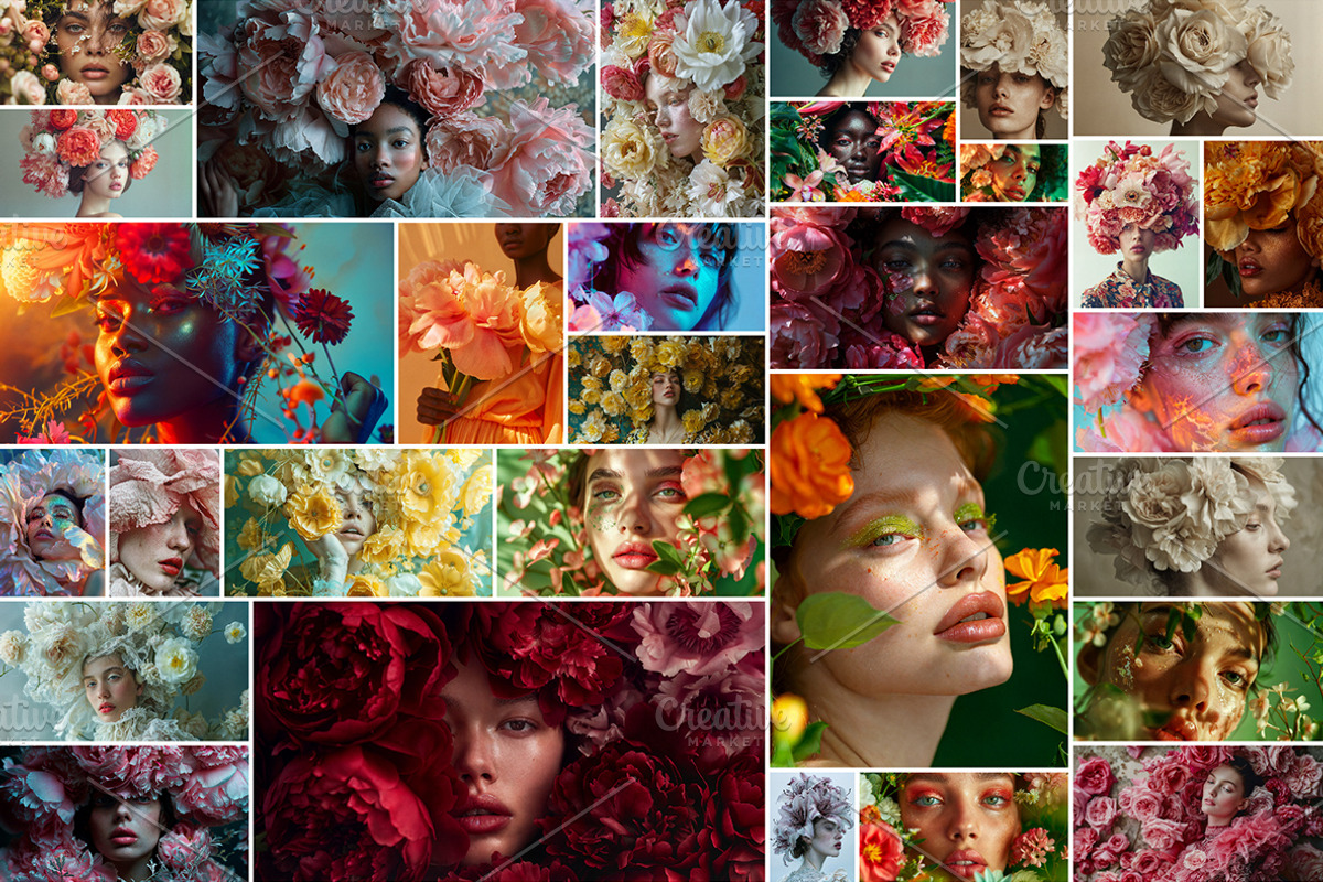 127 Fashion models in flowers, a Beauty & Fashion Photo by Handmadefont (Photo 8 of 15)