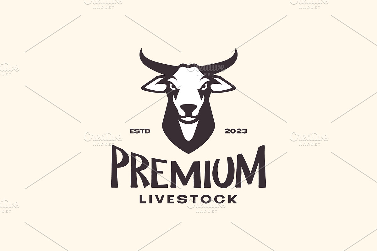 dairy cow head livestock logo, a Branding & Logo Template by devastd
