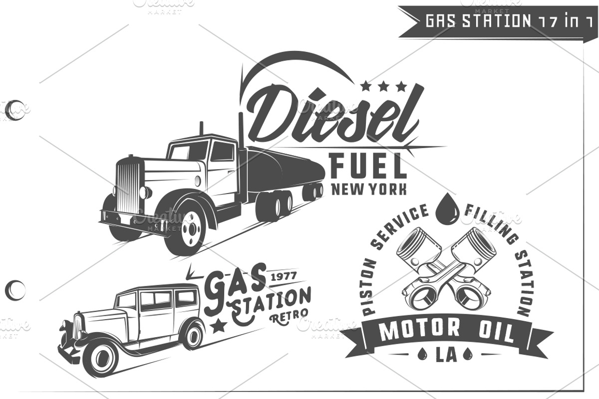 17 in 1 Set of Gas Station, a Transportation Illustration by Hadanello88 (Photo 4 of 4)