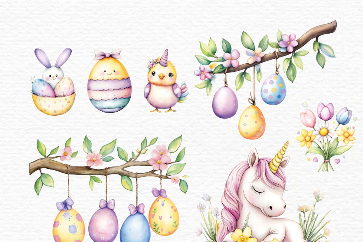 Unicorn easter egg clipart, a Seasonal Illustration by Invite to Clipart (Photo 5 of 7)