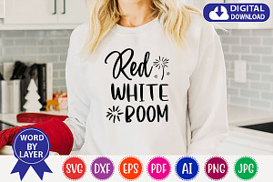 Red White Boom Svg