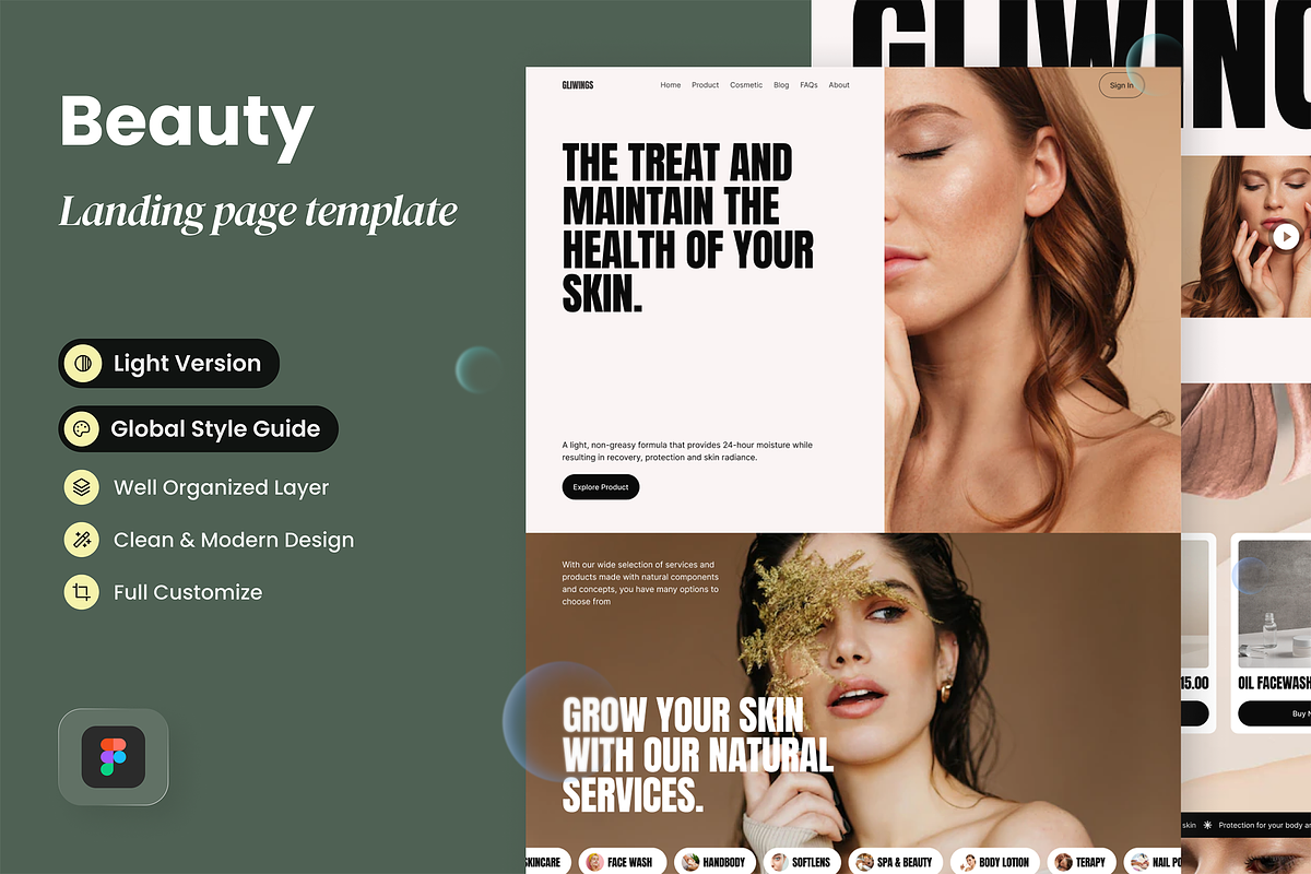 Gliwings - Beauty Landing Page, a Landing Page Template by SLAB! Design (Photo 1 of 5)